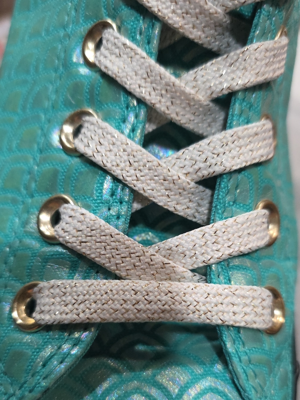 622. Converse Chuck Taylor All Star Teal Turquoise Mermaid Fish Scale High Top S - Picture 10 of 10